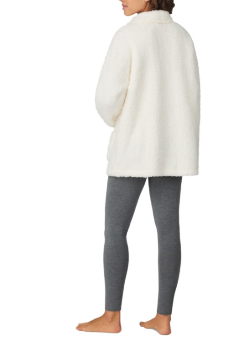 Cuddl Duds Women's Open-Front Shawl-Collar Cardigan - Ivory Size L 21299 - Picture 3 of 3